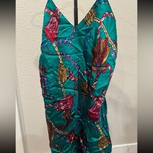 Victoria's Secret Vintage Gold Label Teal Tassle Silk Slip